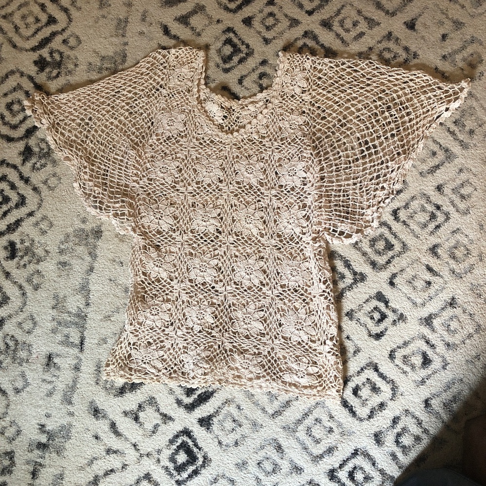 Vintage Crochet Cream Blouse